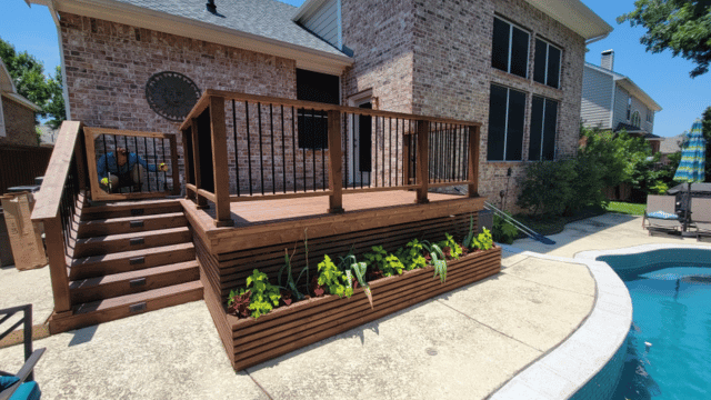 cedar deck with planter box after