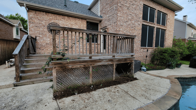 cedar deck with planter box before