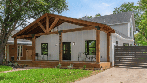 front porch with cedar gable