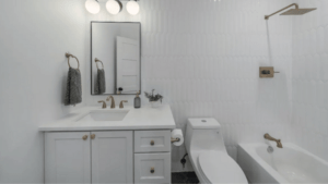 Clean modern white bathroom